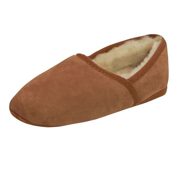 Eastern Counties Leather Mens Full Sheepskin Turn Slippers / Chestnut